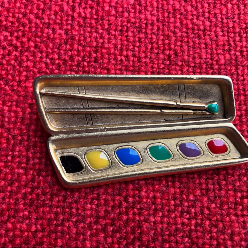 Vintage Watercolor Paint Set with White Brushes Danecraft